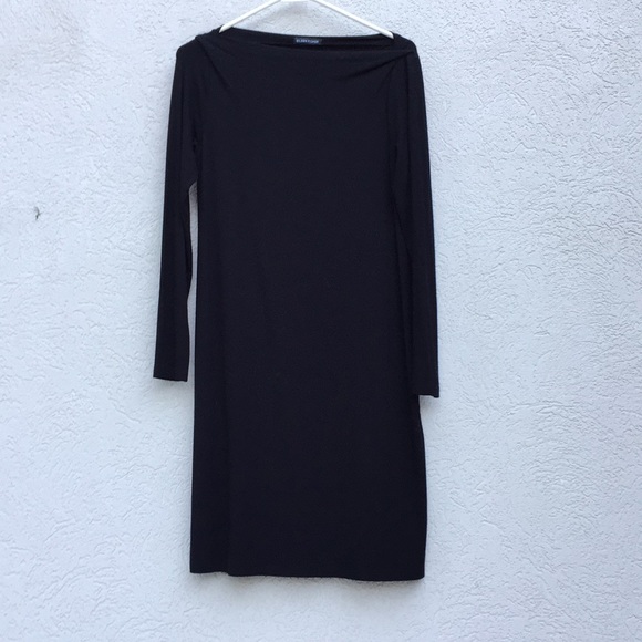 Eileen Fisher dress black Bateau neck knit - Picture 2 of 5